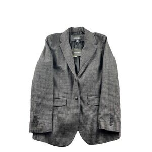 Eddie Bauer Blazer Womens Wool Classic Fit 2‎ Button Gray Plaid Size 16 Tall NWT